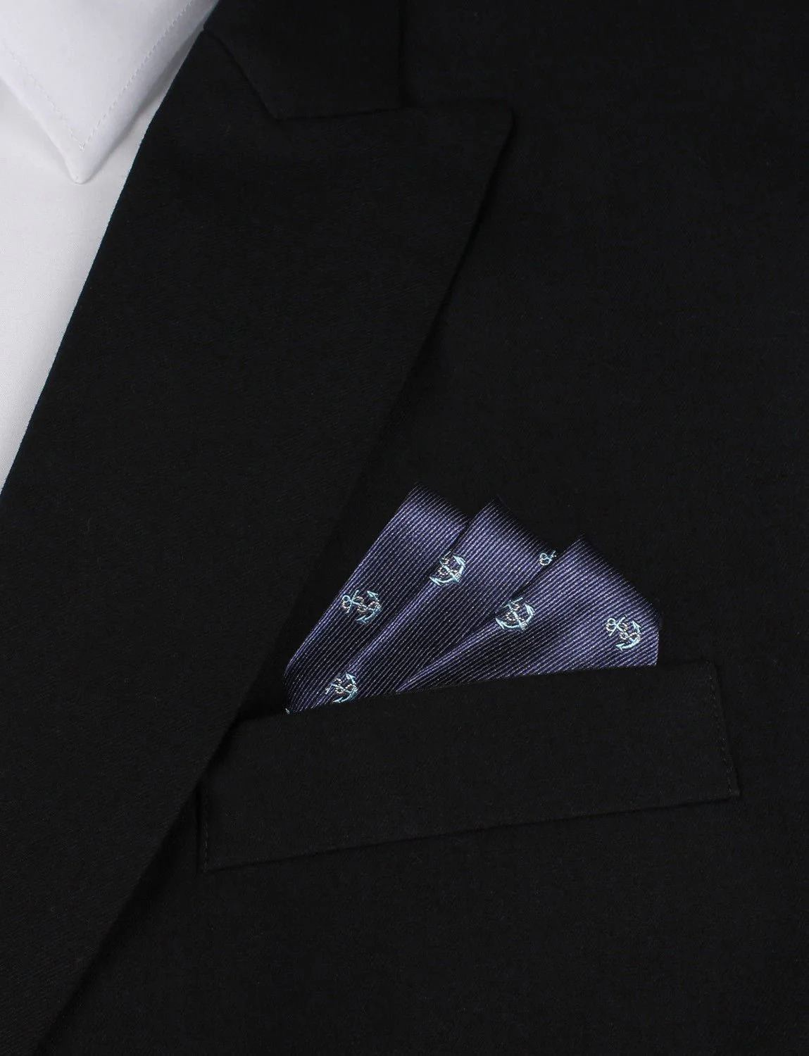 Natbeck Navy Blue Sail Anchor Pocket Square Stylish Cotton Handkerchief with Anchor Pattern for Dress Shirts