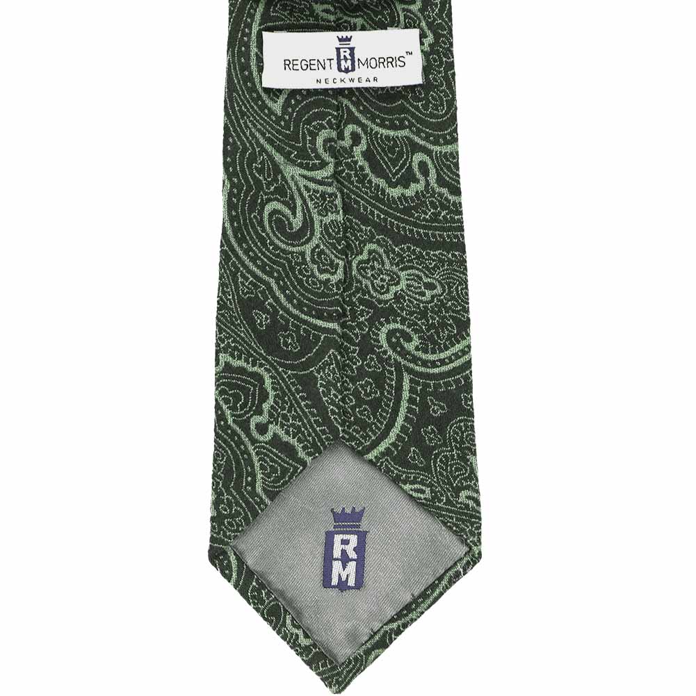 Natbeck Paisley Wool Silk Extra Long Necktie Green