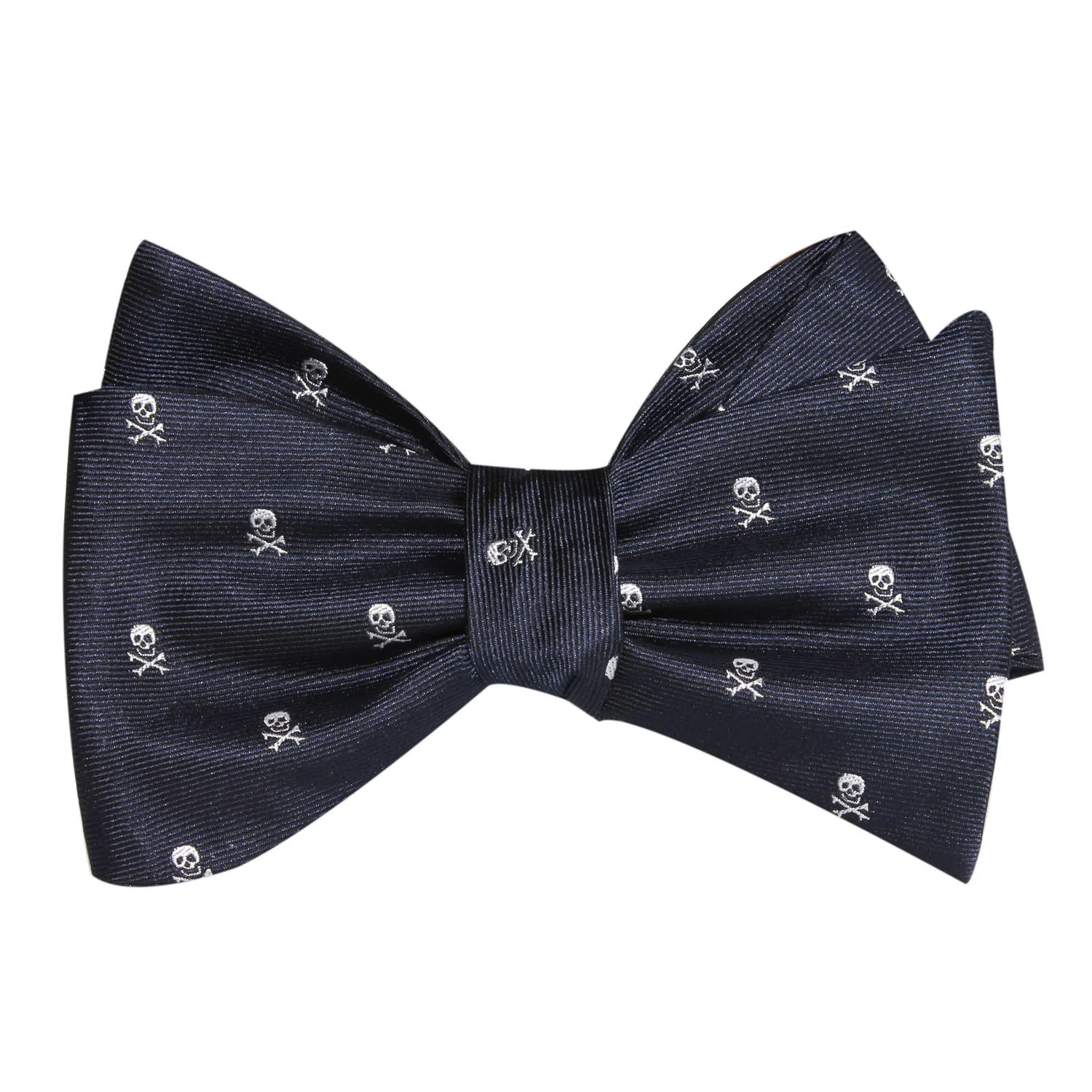 Natbeck Pirate Skull Navy Blue Self Tie Bow Tie Edgy Nautical Party Accessory