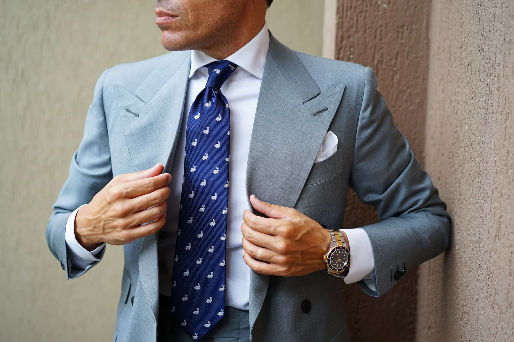 Natbeck Curious Rabbit Pattern Necktie Cute Animal Print Soft Fabric