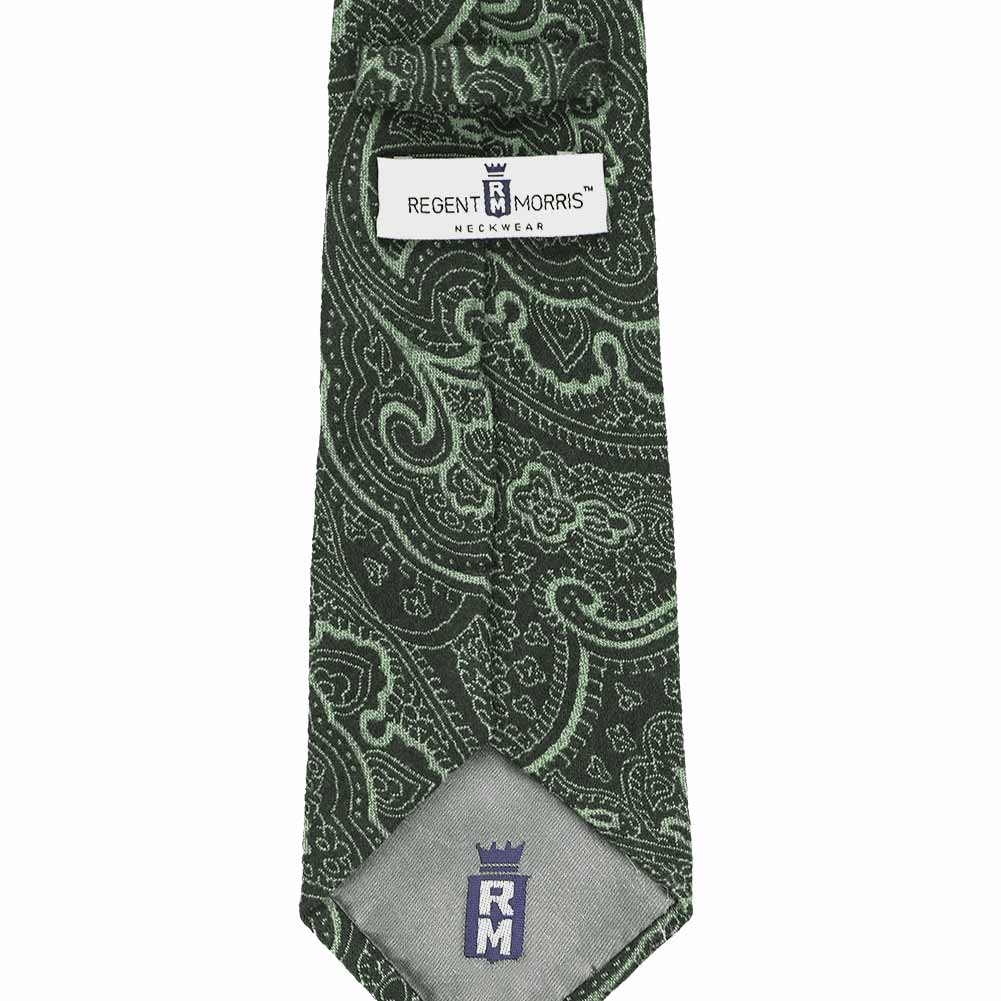 Natbeck Paisley Wool Silk Extra Long Necktie Green