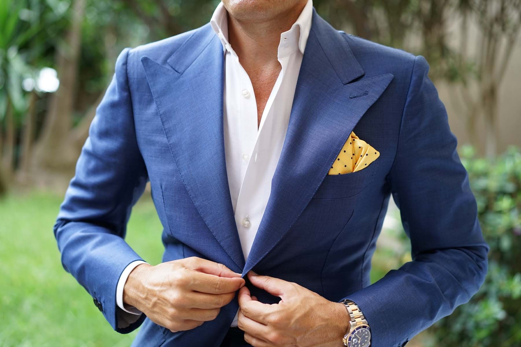 Natbeck Pocket Square Polkadot Yellow Bright Accent