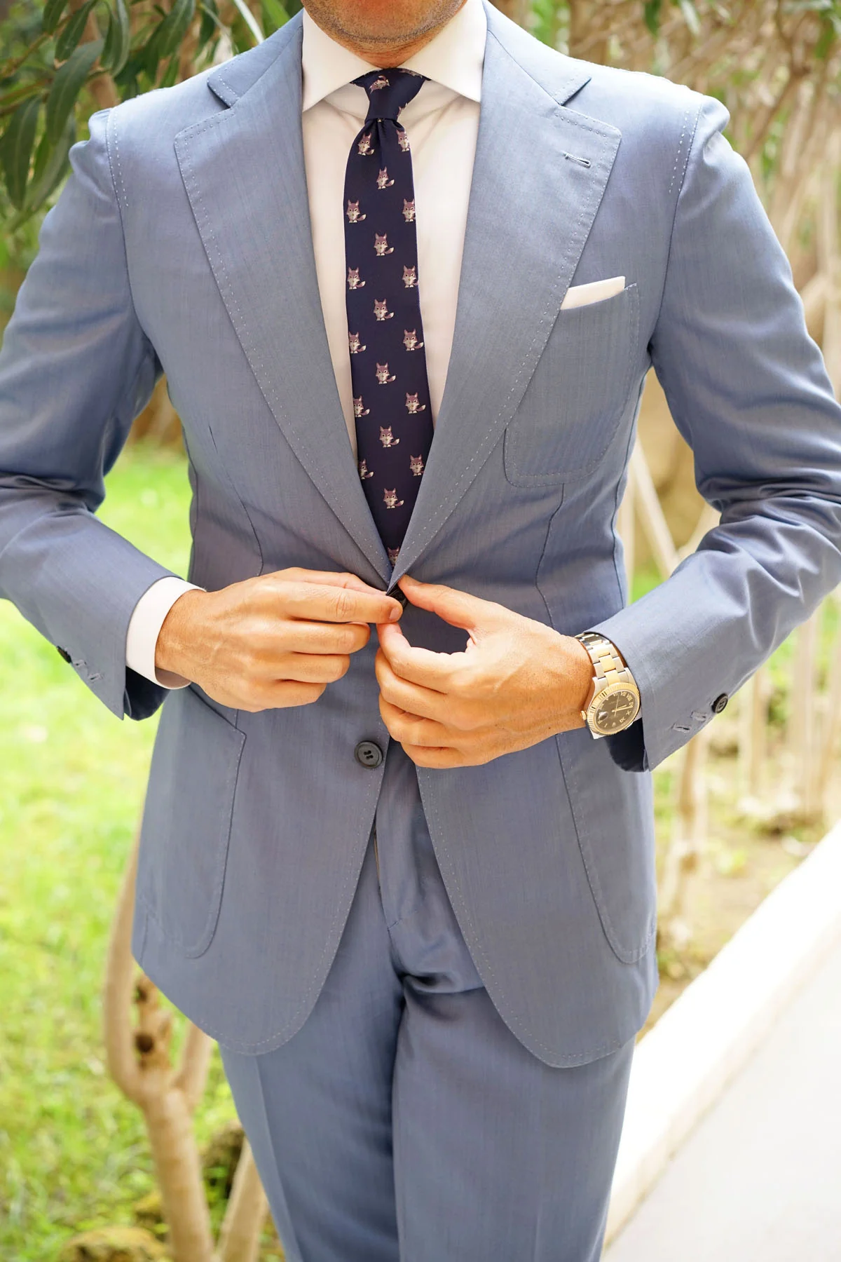 Natbeck Bengal Wolf Skinny Tie Animal Print Soft Fabric Casual Tie