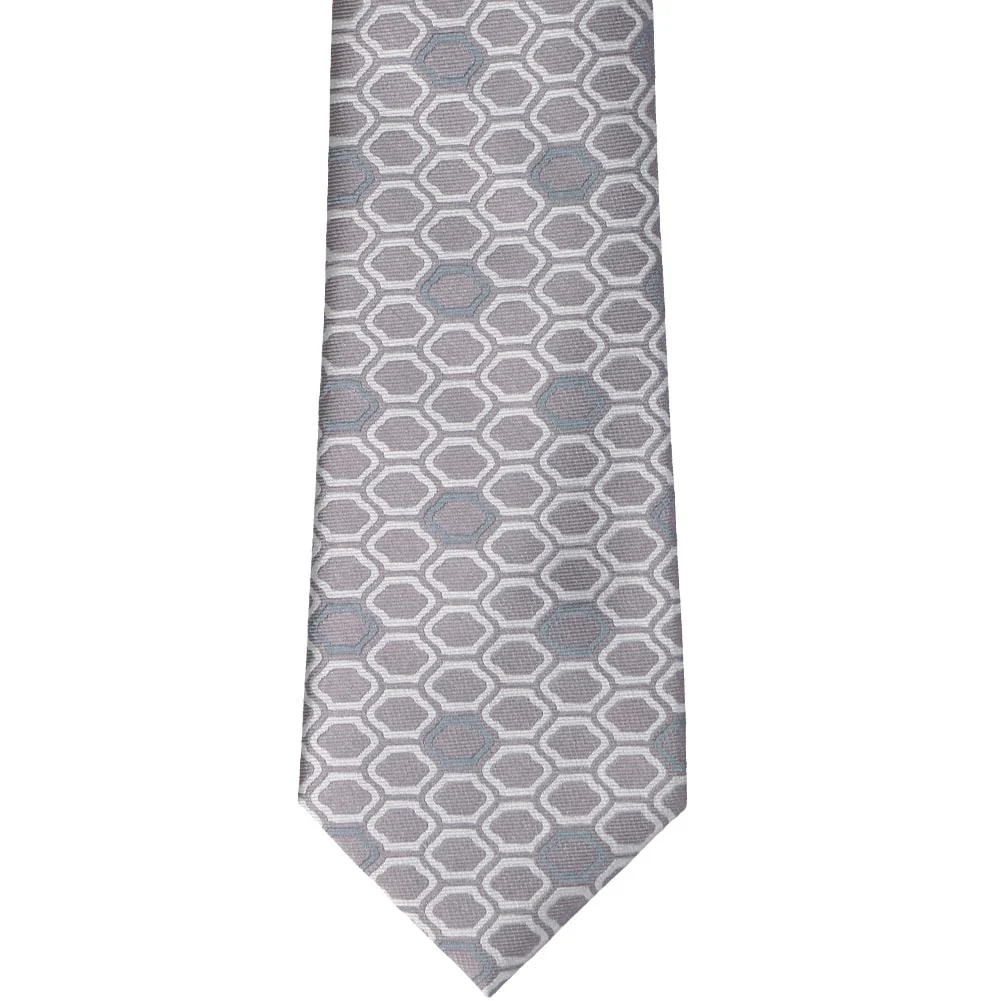 Natbeck Taupe Analyst Geometric Smooth Silk Necktie