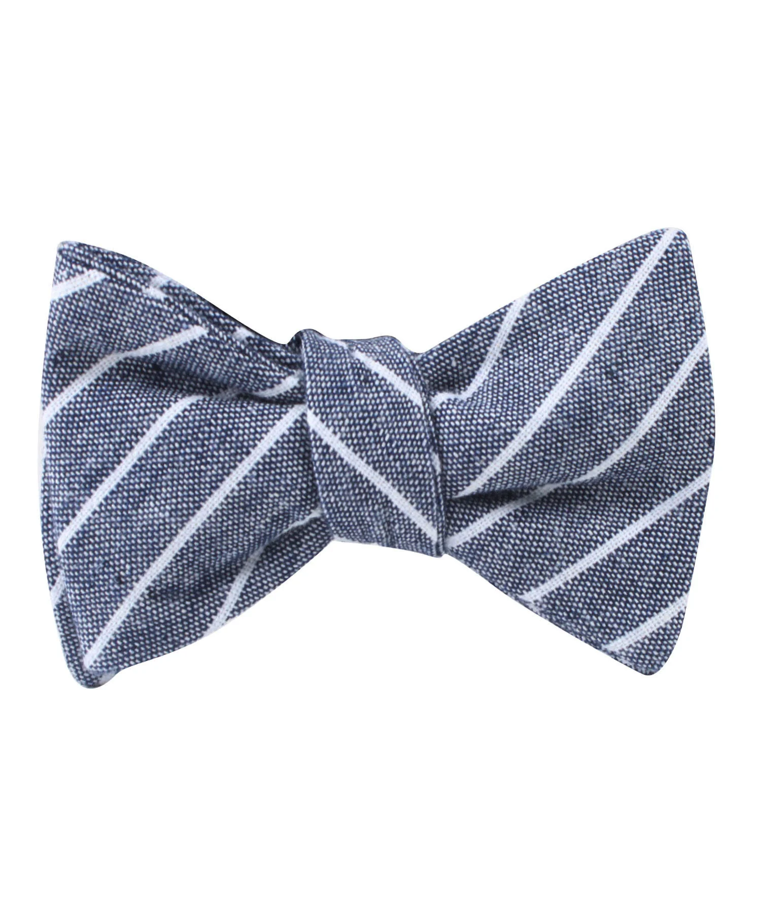 Natbeck Elegant Pinstripe Linen Self Bow Tie for Refined Business and Party Style Blue