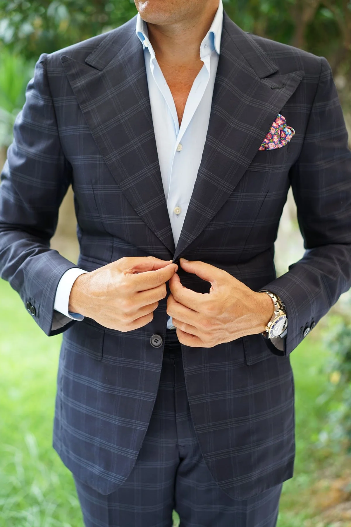 Natbeck Floral Pocket Square in Málaga Pink