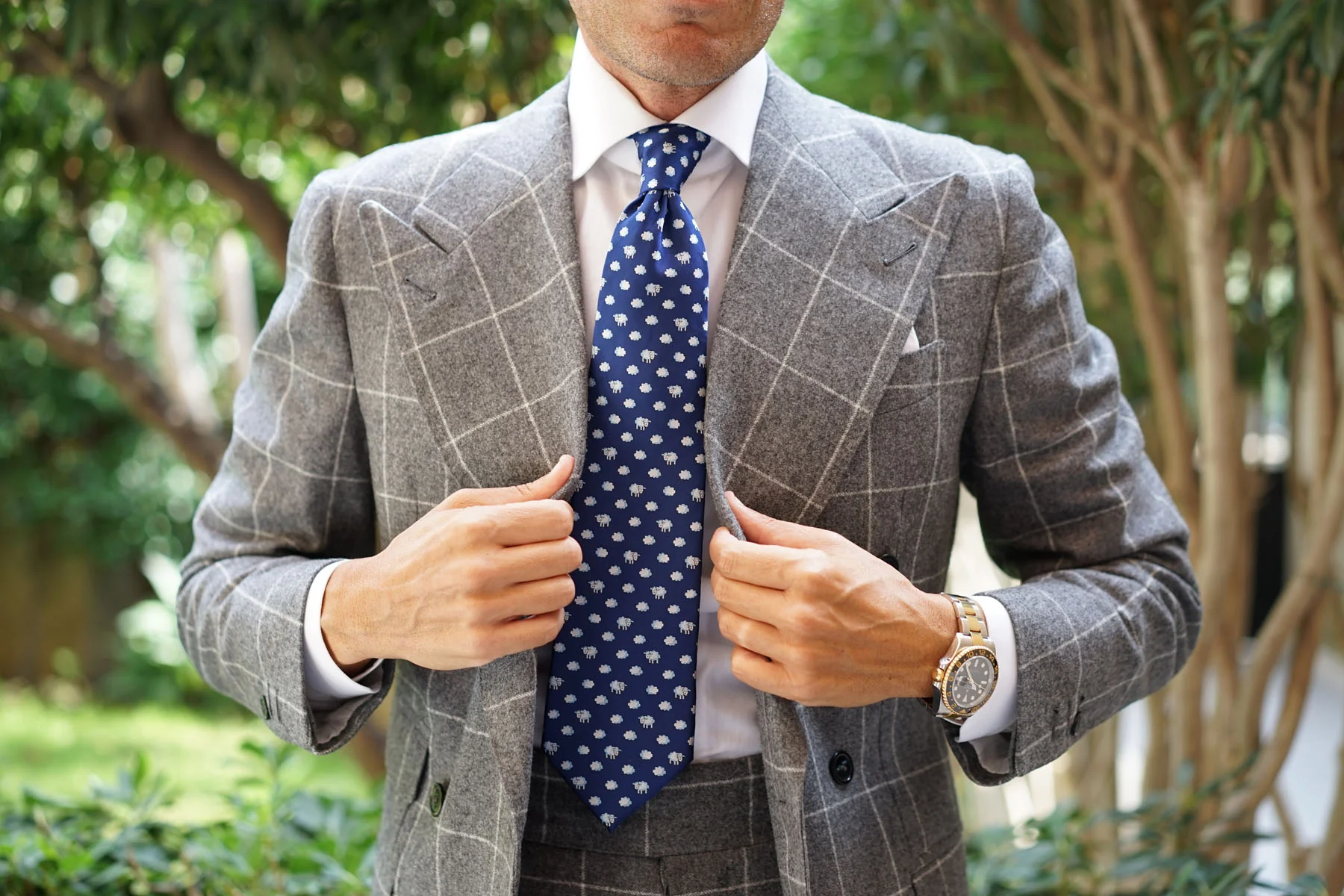 Natbeck Sleepy Sheep Blue Necktie Cute Animal Print Classic Accessory