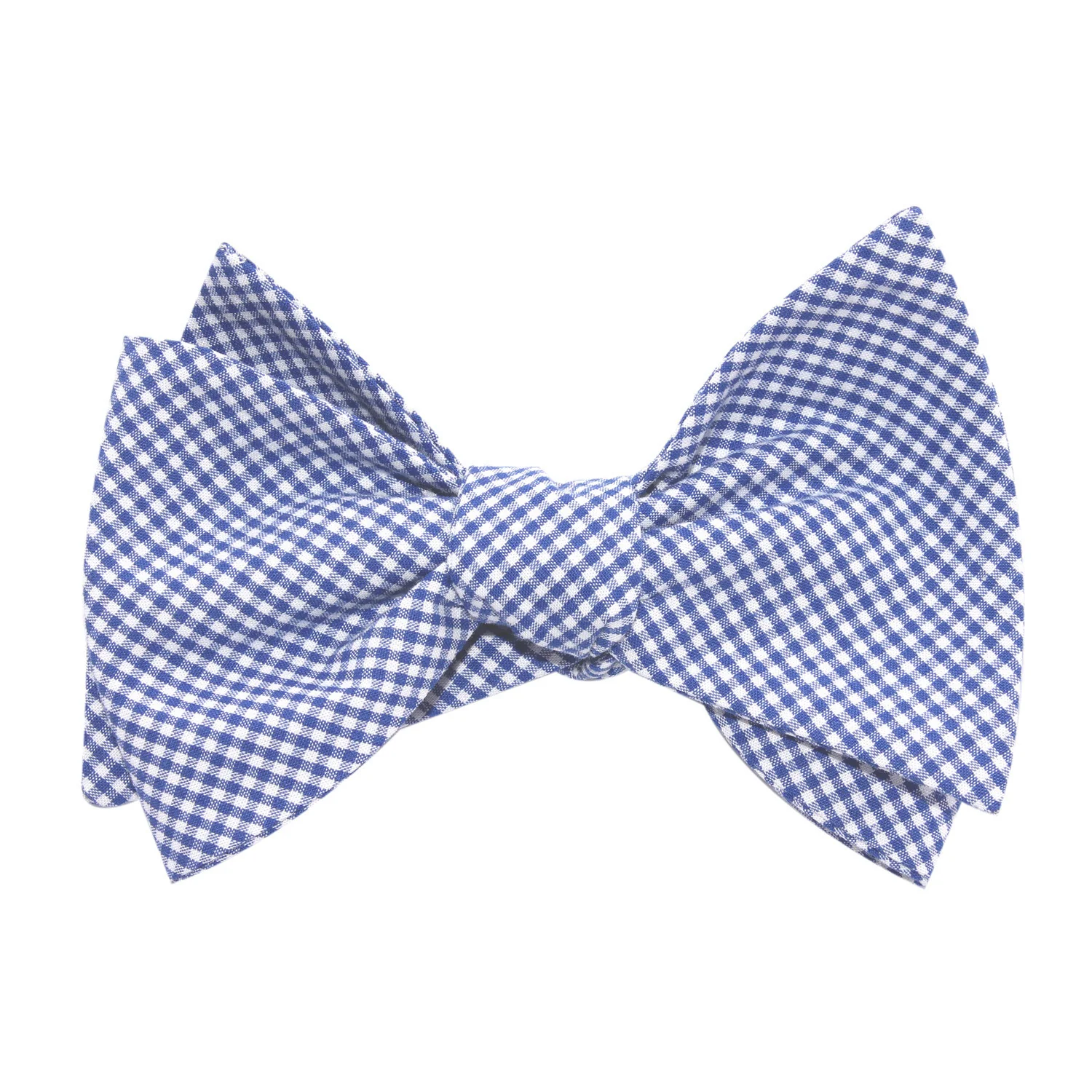 Natbeck Blue Gingham Cotton Self Tie Bow Tie Classic Cotton Bow Tie with Gingham Design for Casual or Dress
