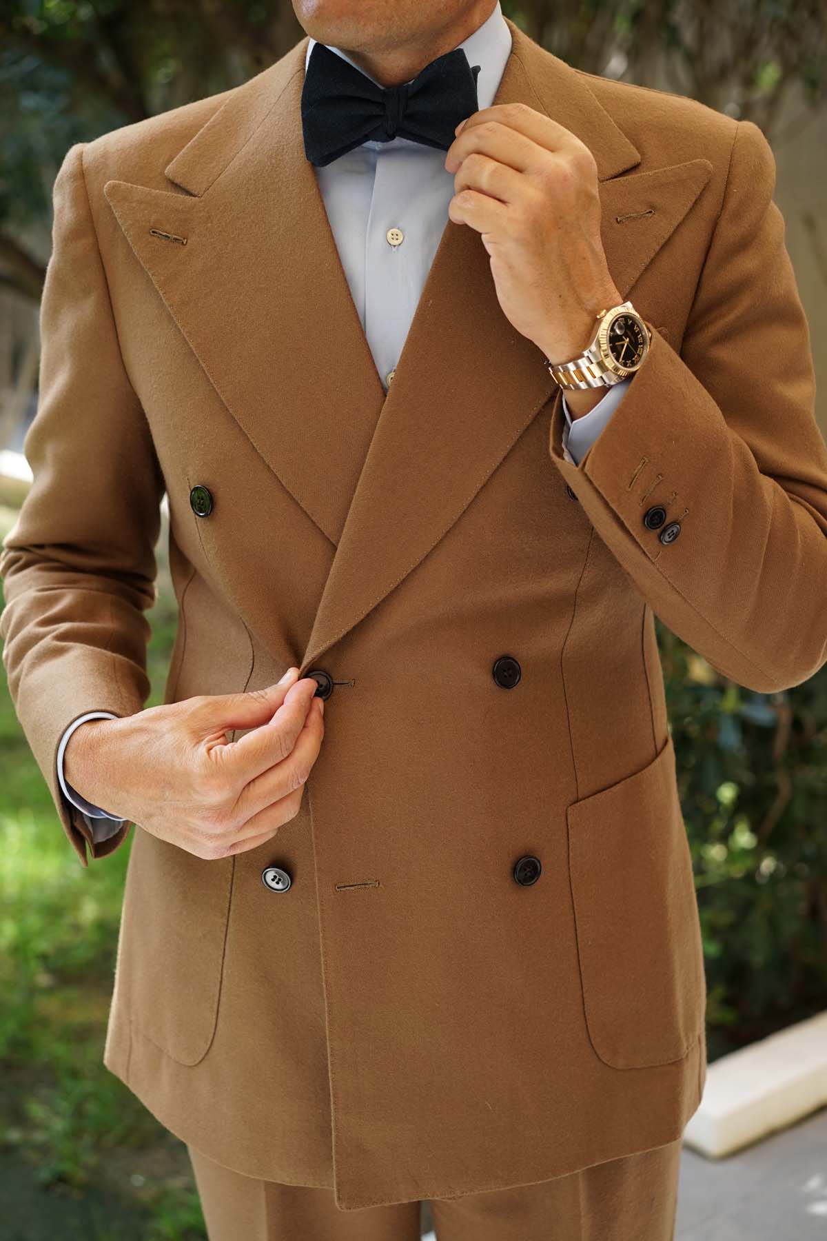 Natbeck Textured Linen Self Bow Tie Elegant Cotton-Linen Bow Tie