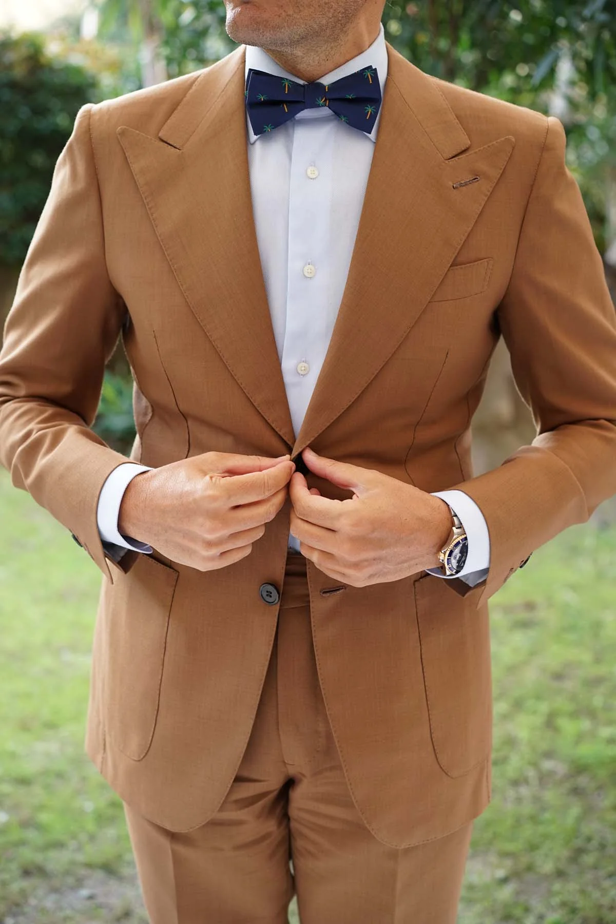 Natbeck Aitutaki Palm Tree Bow Tie Colorful Cotton Bow Tie with Palm Tree Design for Casual or Dress Wear