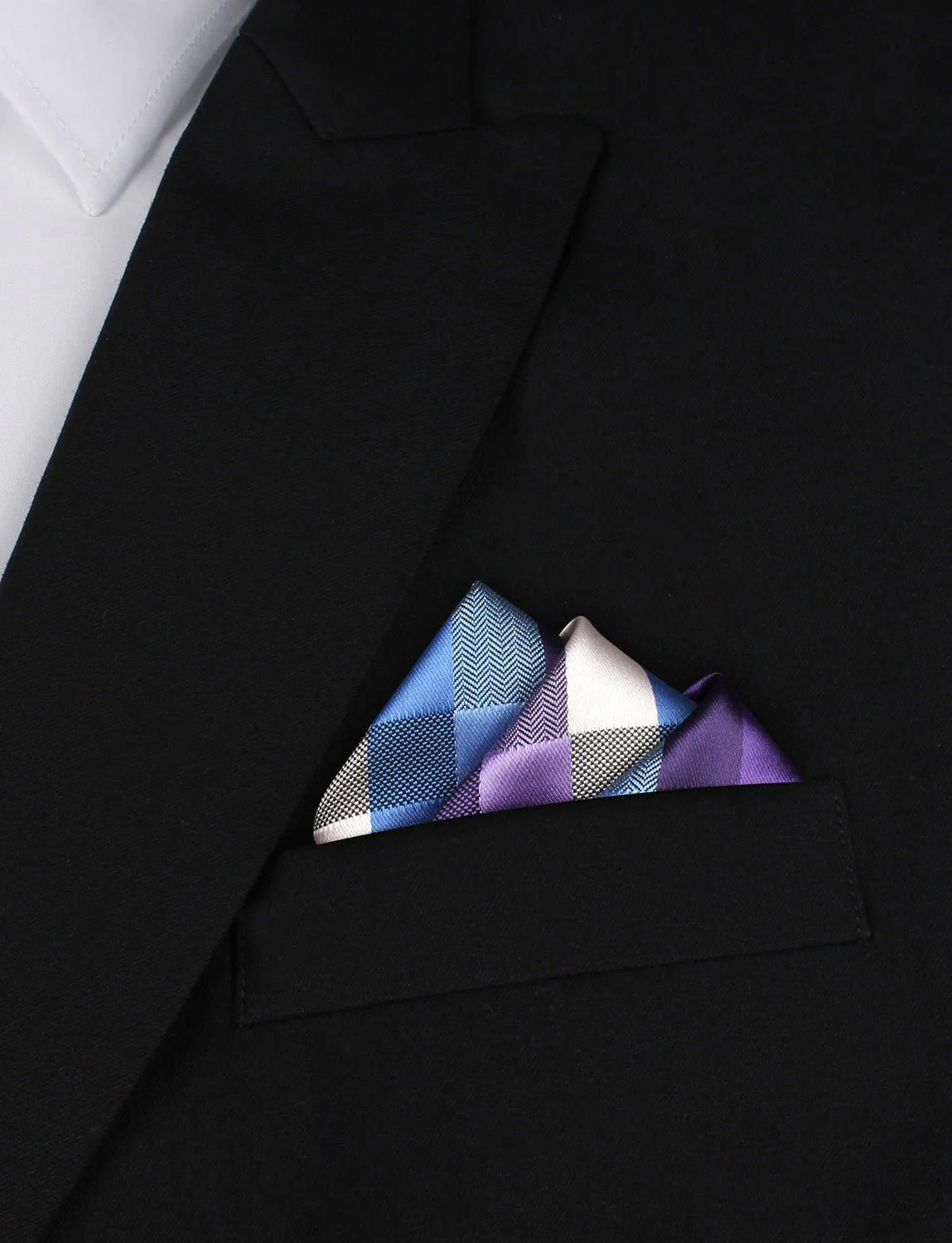 Natbeck Checkered Pocket Square Royal Violet Elegant Grid