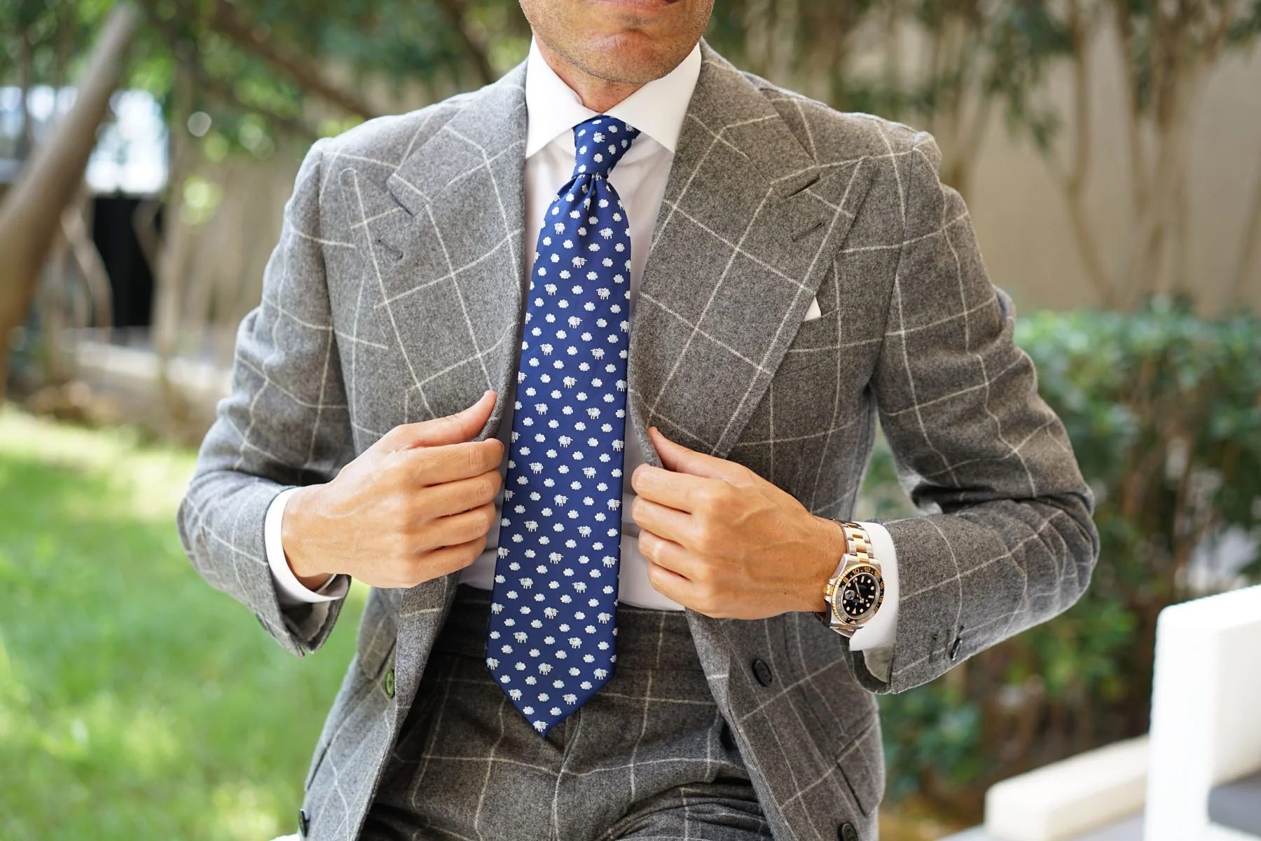 Natbeck Sleepy Sheep Blue Necktie Cute Animal Print Classic Accessory