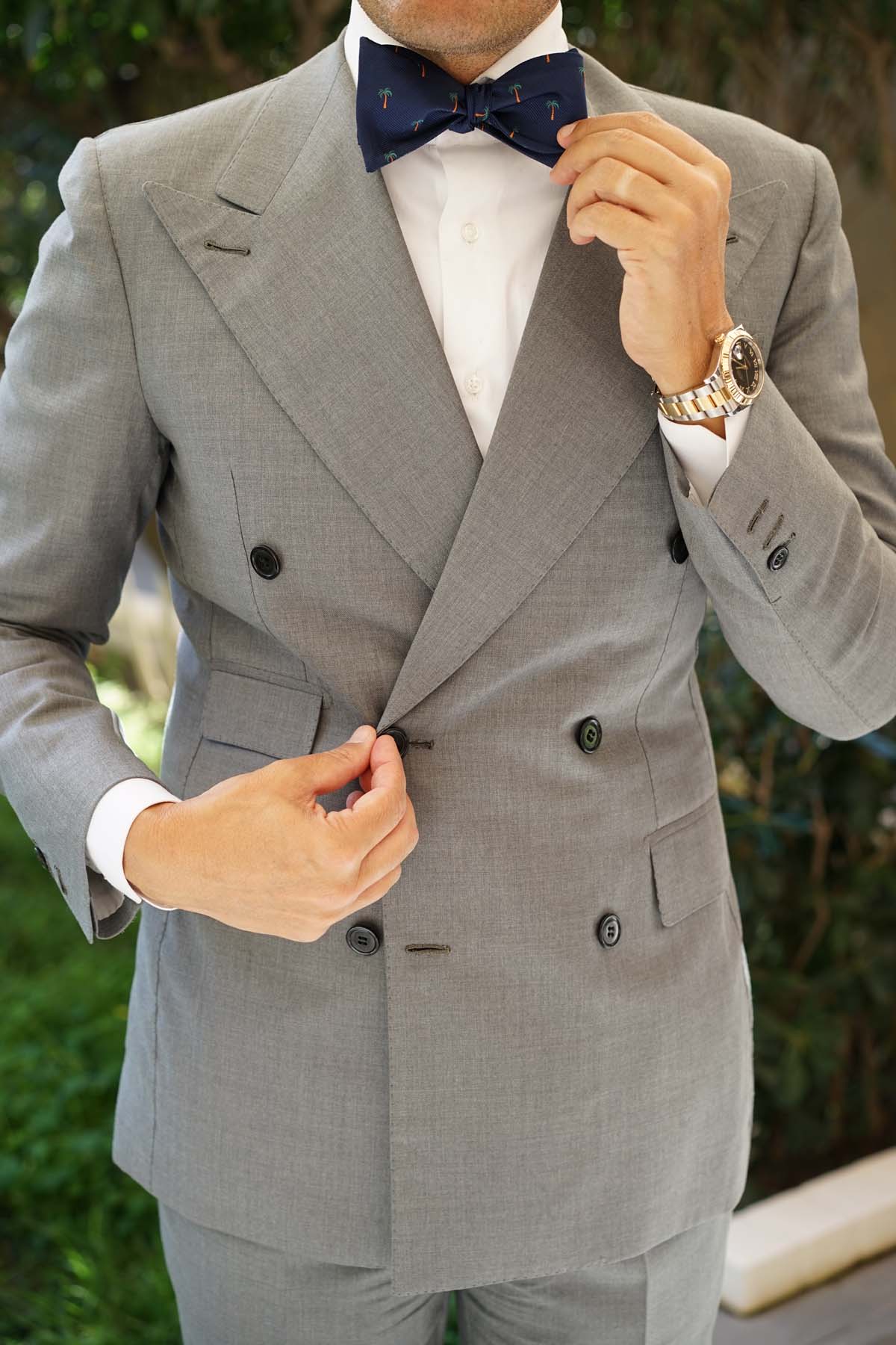 Natbeck Self Tie Bow Tie Fijian Palm Tree Green suitable for resort wear