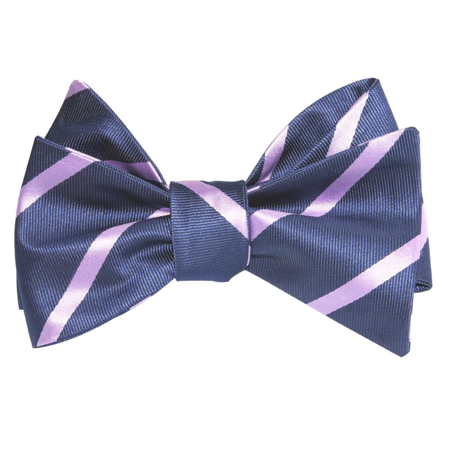Natbeck Navy Blue Self Tie Bow Tie with Lavender Purple Stripes Elegant Cotton Bow Tie for Office or Party
