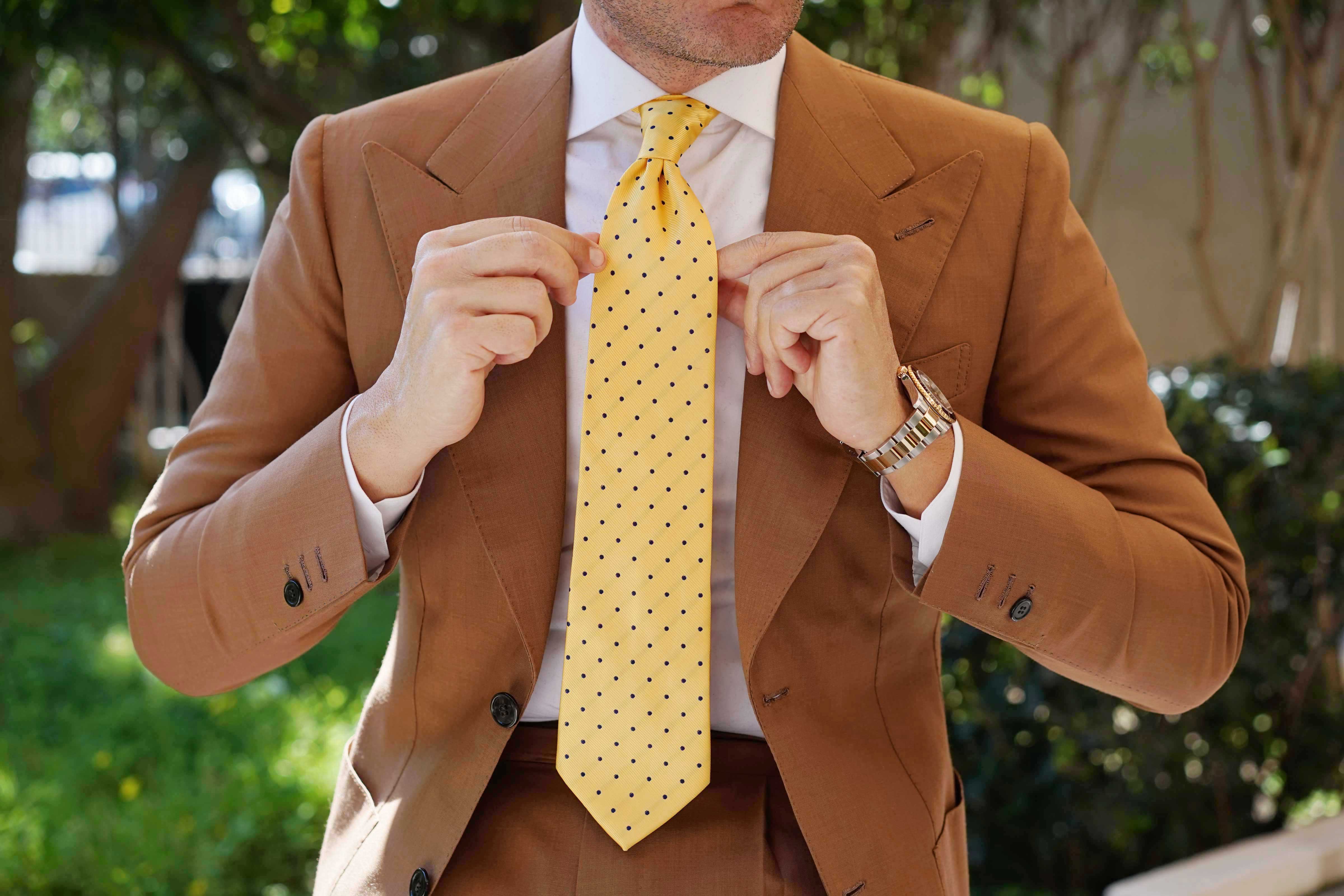 Natbeck Polkadot Tie Yellow Bright Dots