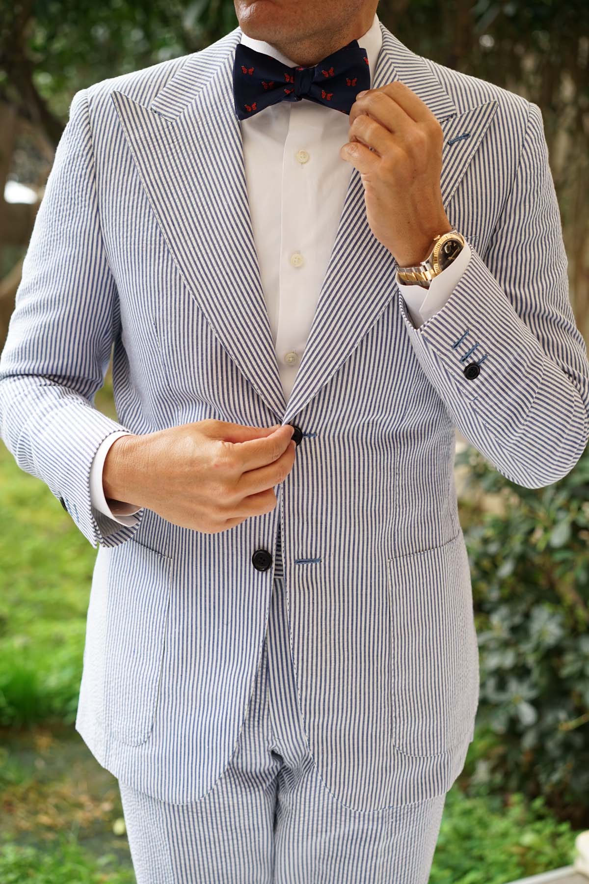 Natbeck Delicate Butterfly Self Bow Tie for Spring Garden Weddings and Events Blue