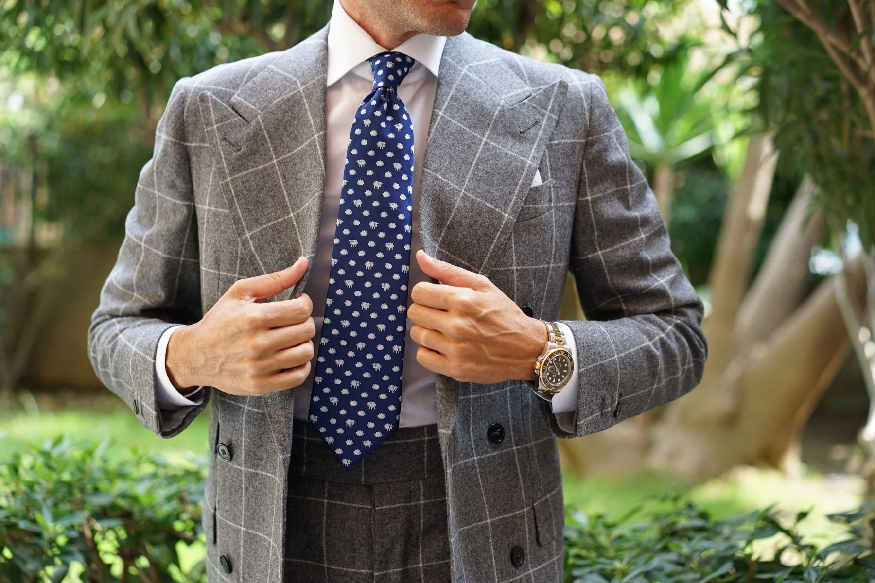 Natbeck Sleepy Sheep Blue Necktie Cute Animal Print Classic Accessory