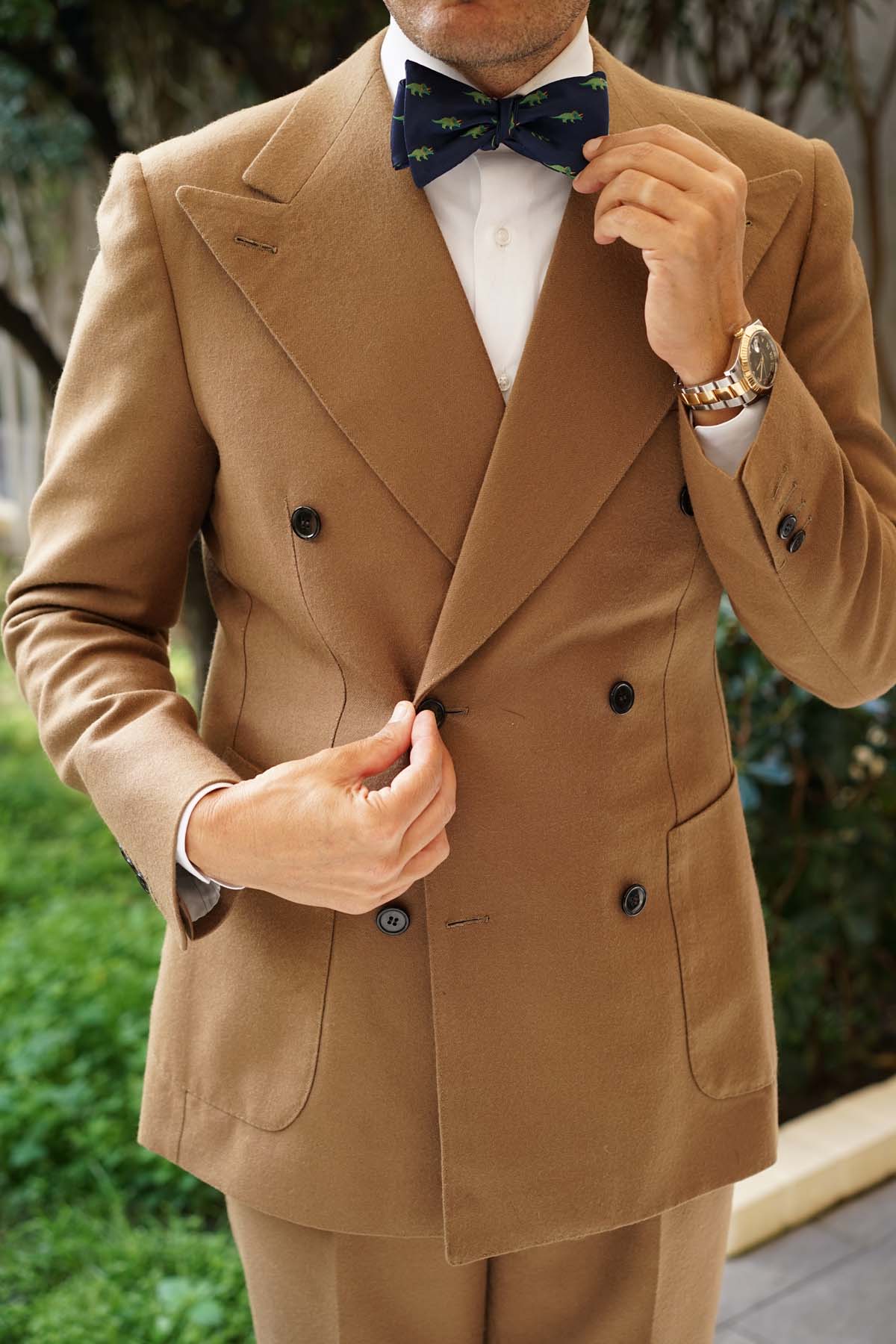 Natbeck Triceratops Dinosaur Self Bow Tie Fun Patterned Cotton Bow Tie for Kids and Adults