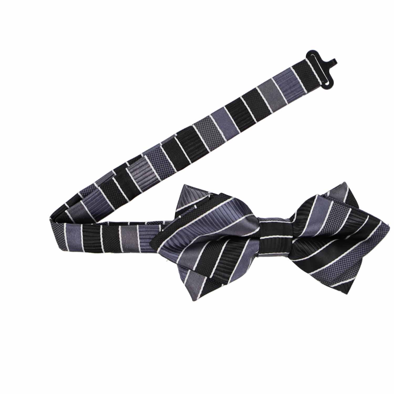 Natbeck Striped diamond tip bow tie black