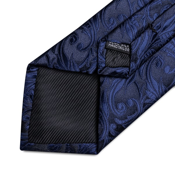 Natbeck Classy Men Dark Blue Floral Silk Necktie for Formal Events