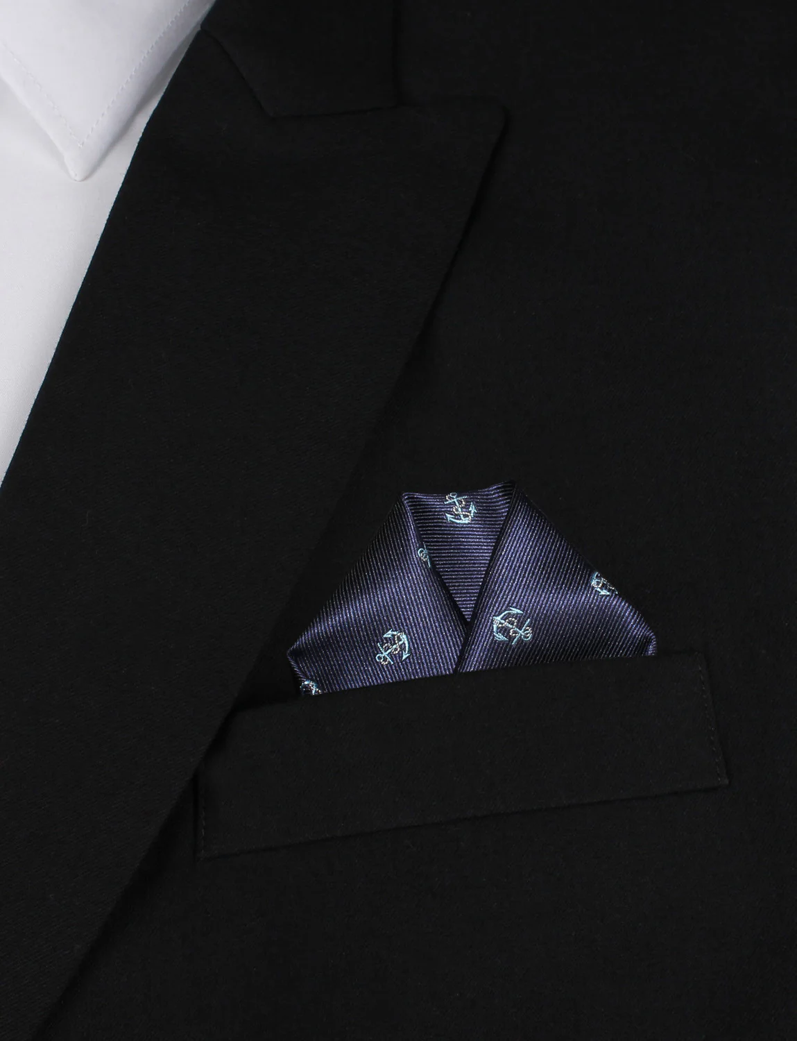 Natbeck Navy Blue Sail Anchor Pocket Square Stylish Cotton Handkerchief with Anchor Pattern for Dress Shirts