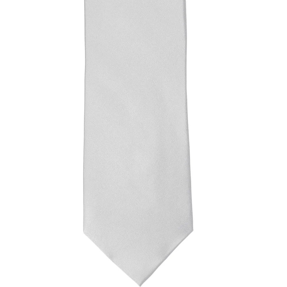 Natbeck Silver Silk Extra Long Smooth Cotton Silk Necktie