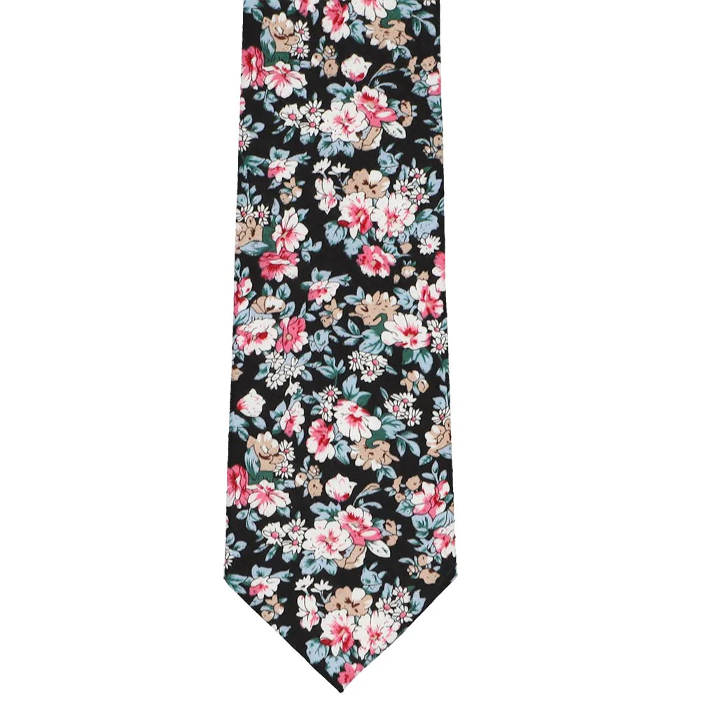 Natbeck Fuchsia And Latte Lynwood Floral Cotton Silk Tie