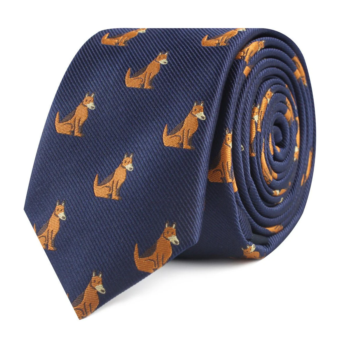 Natbeck German Shepherd Dog Skinny Tie Bold Cotton Necktie with Dog Pattern for Pet Lovers and Casual Wear