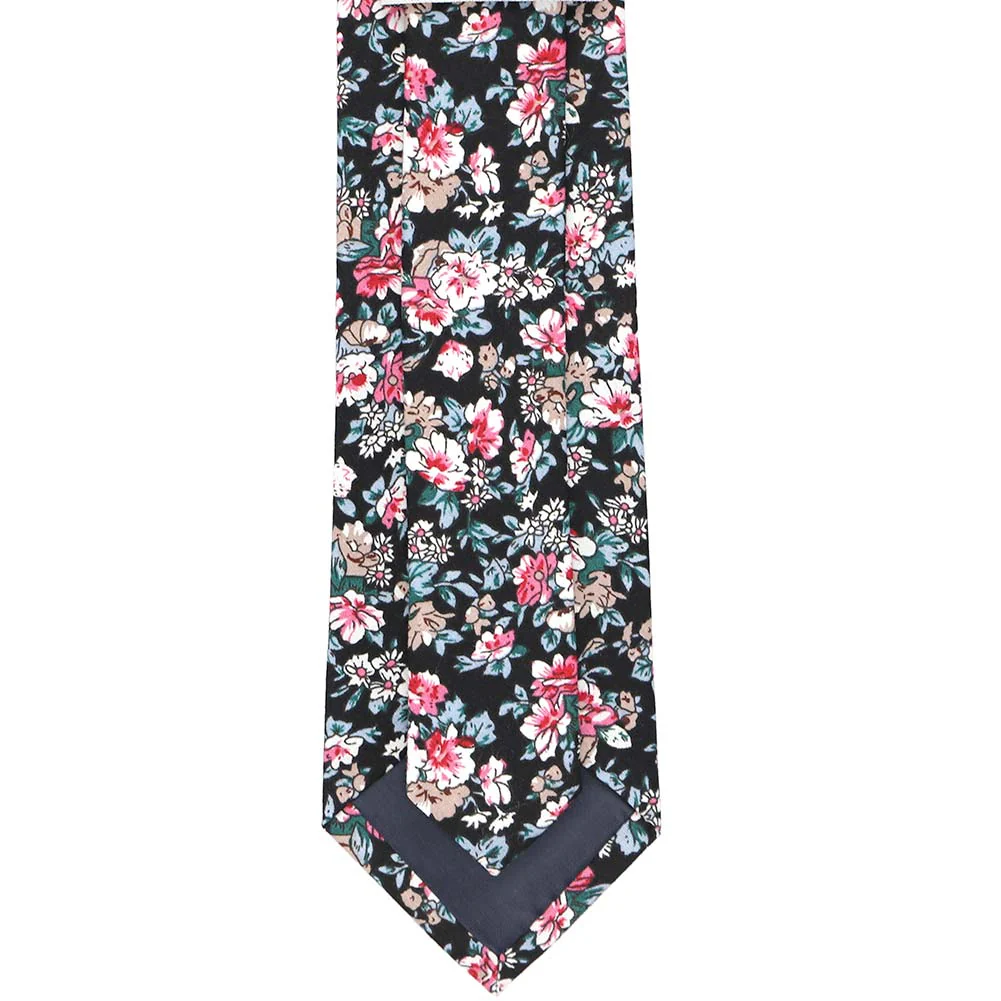 Natbeck Fuchsia And Latte Lynwood Floral Cotton Silk Tie