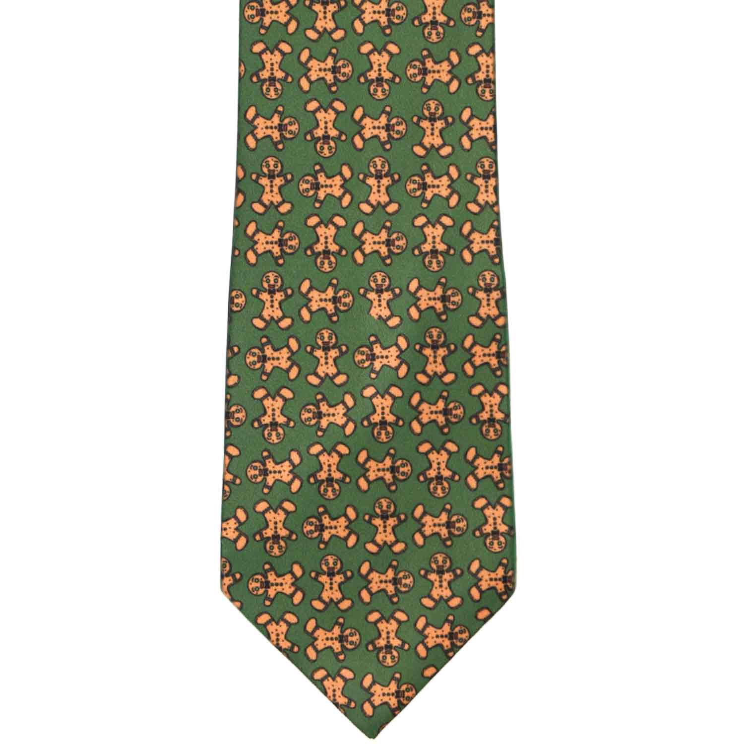 Natbeck Gingerbread Man Holiday Necktie Dark Green