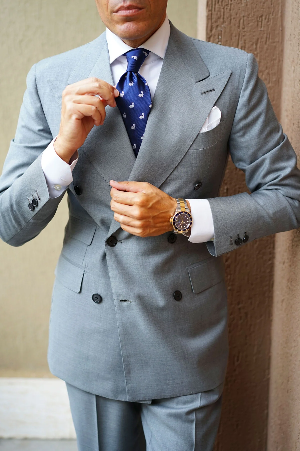 Natbeck Curious Rabbit Pattern Necktie Cute Animal Print Soft Fabric