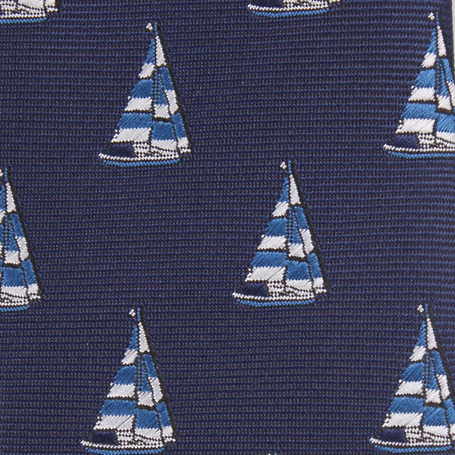 Natbeck Navy Blue Sailor Boat Self Tie Bow Tie Elegant Cotton Self Tie Bow Tie with Sailor Boat Motif