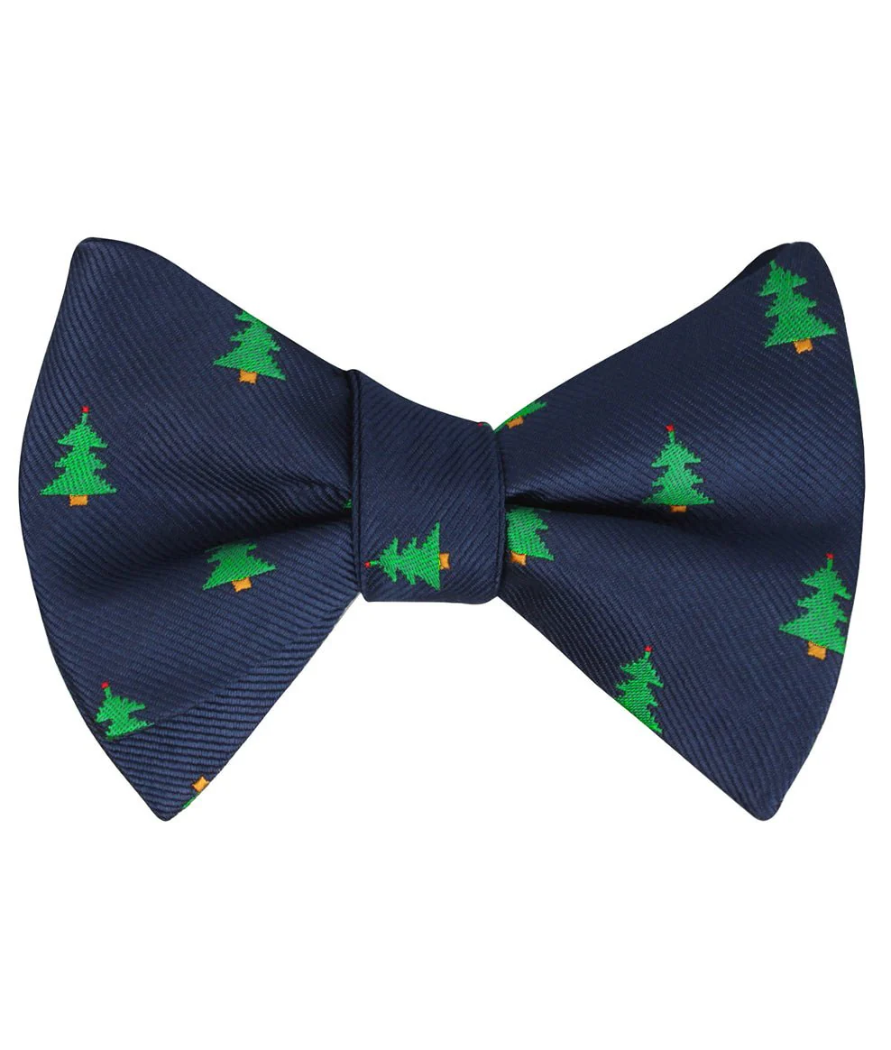 Natbeck Christmas Tree Self Bow Tie Fun Cotton Bow Tie with Christmas Tree Motif for Holiday Events