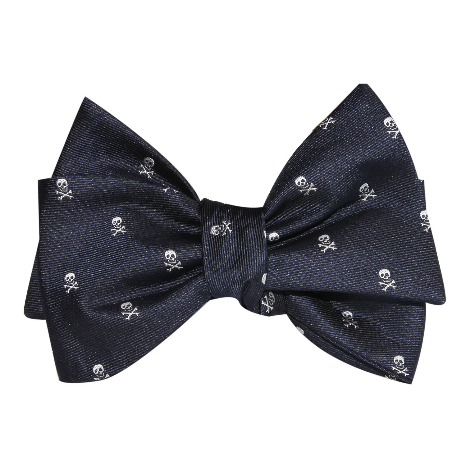 Natbeck Pirate Skull Navy Blue Self Tie Bow Tie Edgy Nautical Party Accessory