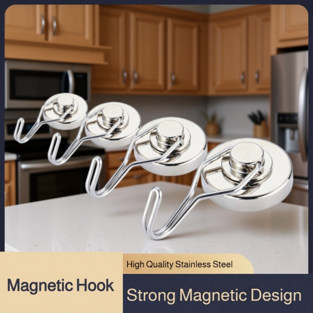 Rotating Magnetic Hook – Stainless Steel No-Drill Magnet for Kitchen, Dormitory, and Barbecue