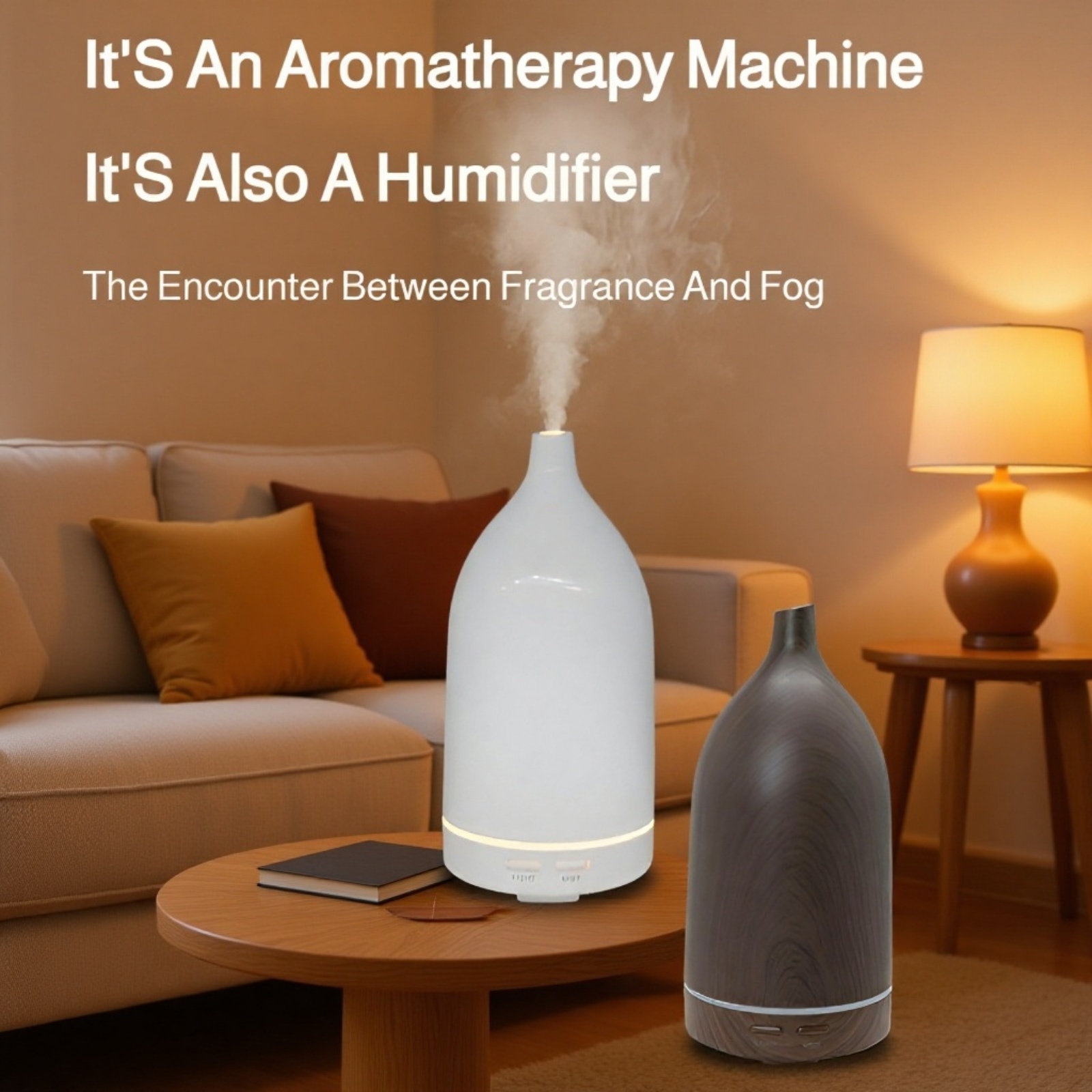 Bedroom humidifier with soothing light settings