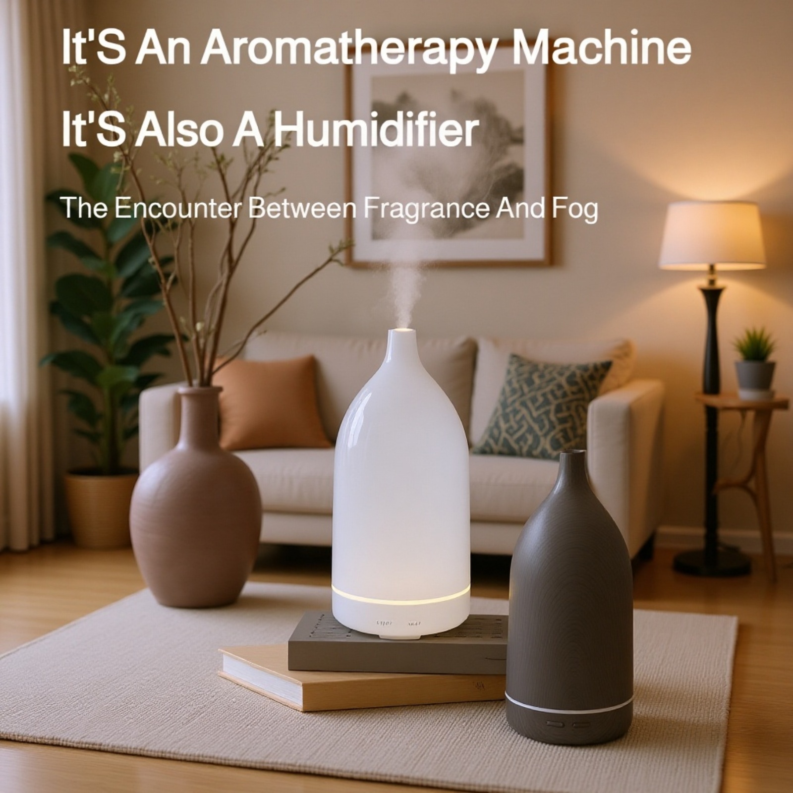  Ultrasonic Large Capacity Bedroom Humidifier with Aromatherapy and Atmosphere Light