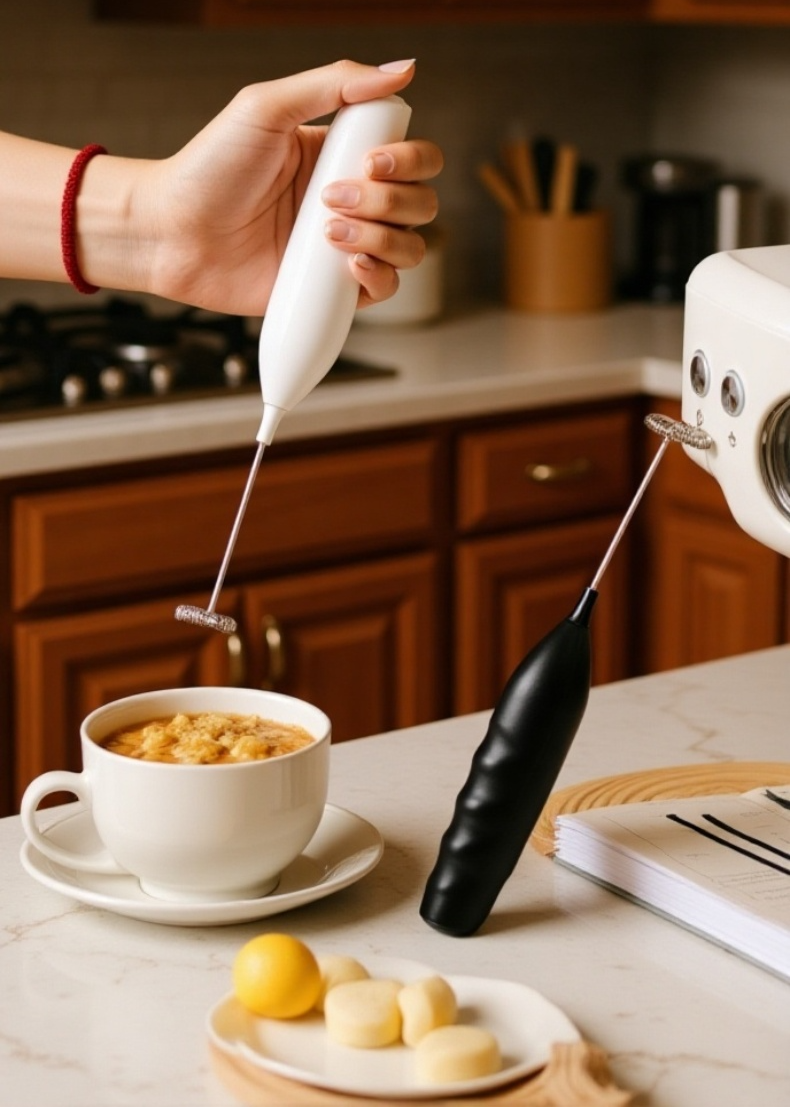 Electric egg beater with stainless steel whisk attachments