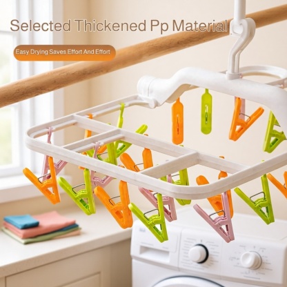 Zero Formaldehyde Windproof Multi-Clamp Underwear Drying Rack, Foldable Design