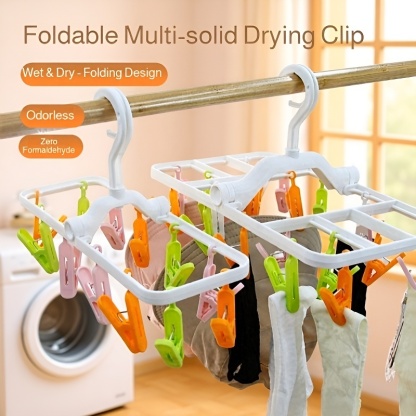Zero Formaldehyde Windproof Multi-Clamp Underwear Drying Rack, Foldable Design