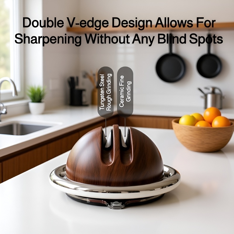 Fast Edge Opening Knife Sharpener with Suction Base and Tungsten Steel Stone