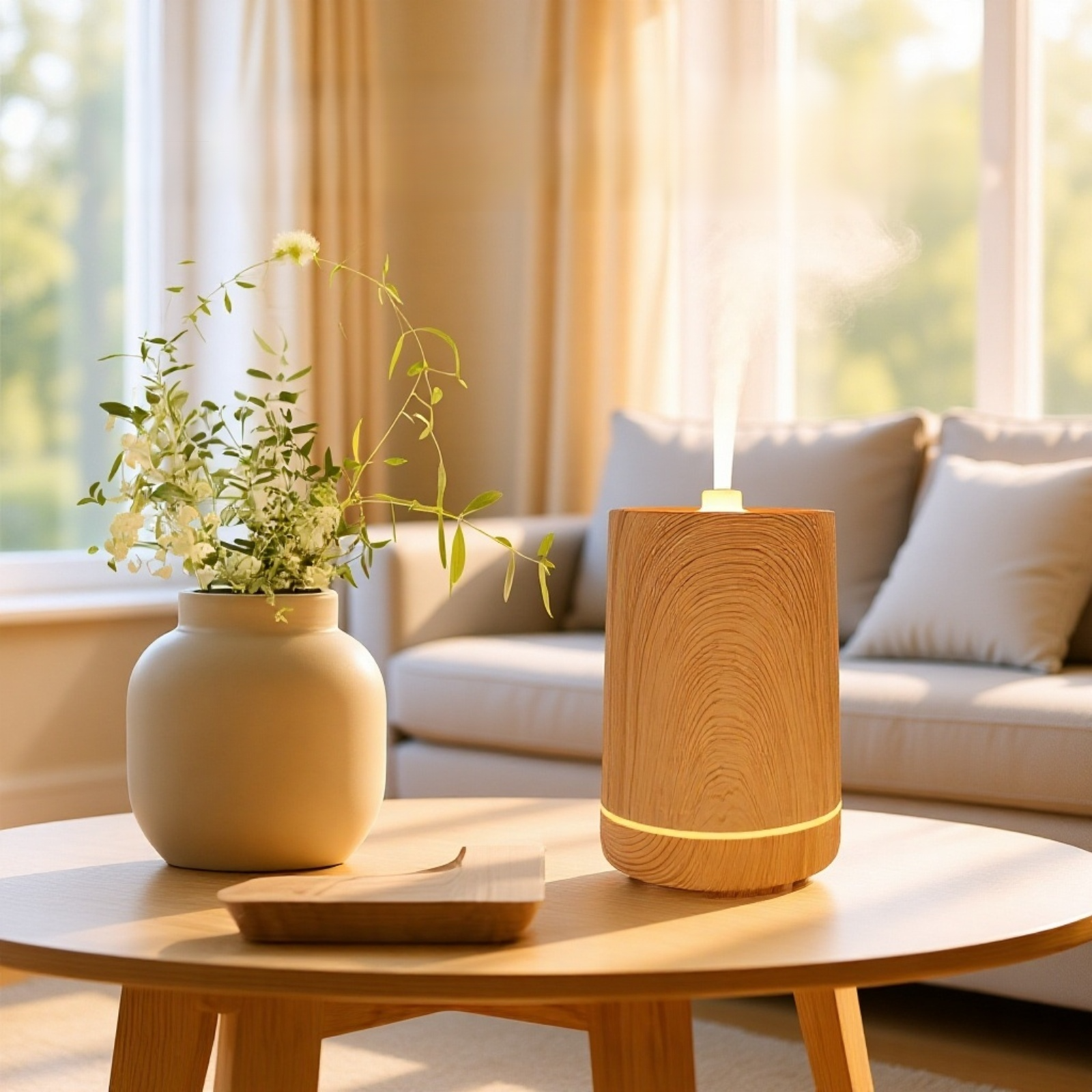  Ultrasonic Large Capacity Bedroom Humidifier with Aromatherapy and Atmosphere Light