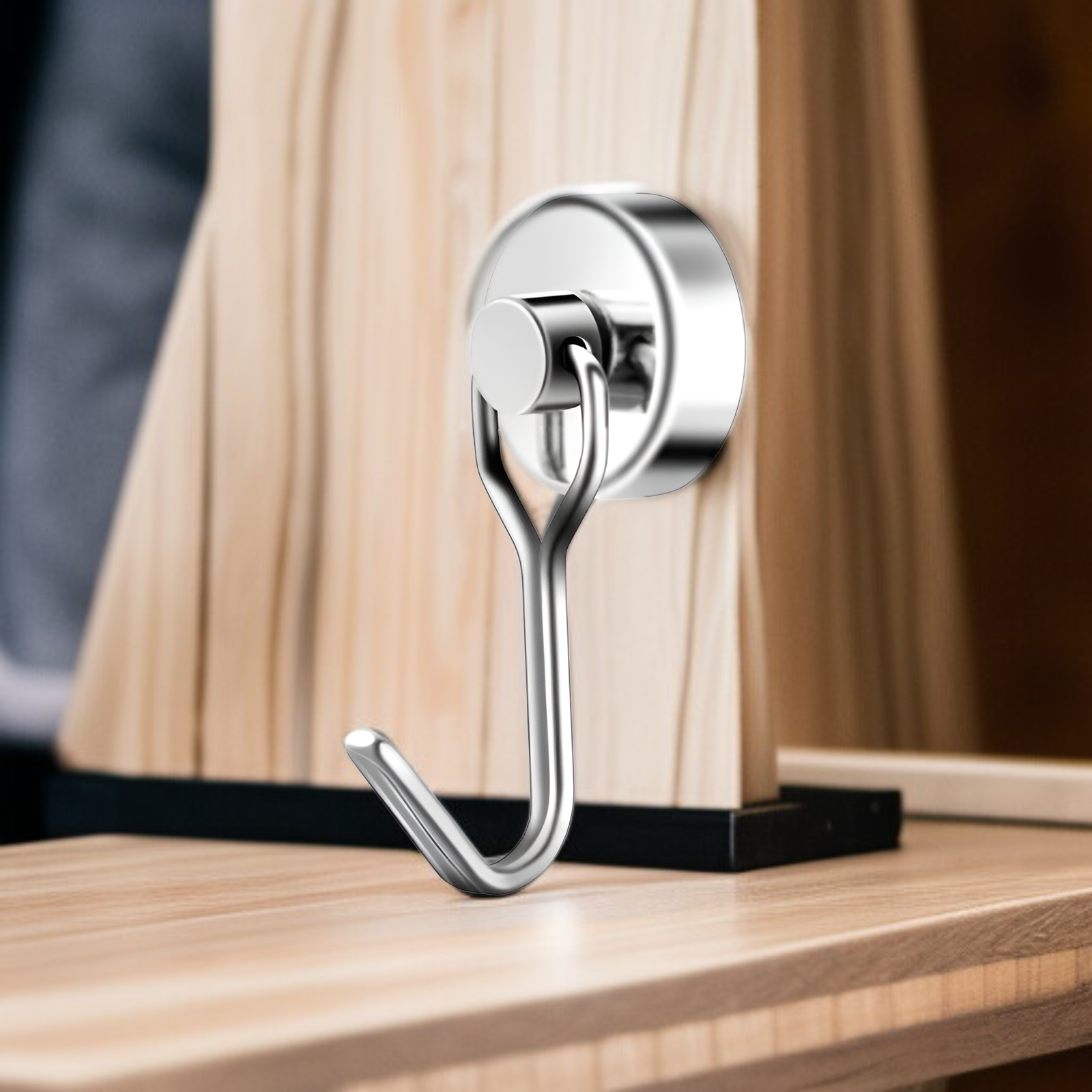 Rotating Magnetic Hook – Stainless Steel No-Drill Magnet for Kitchen, Dormitory, and Barbecue
