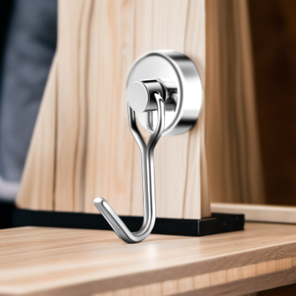 Rotating Magnetic Hook – Stainless Steel No-Drill Magnet for Kitchen, Dormitory, and Barbecue
