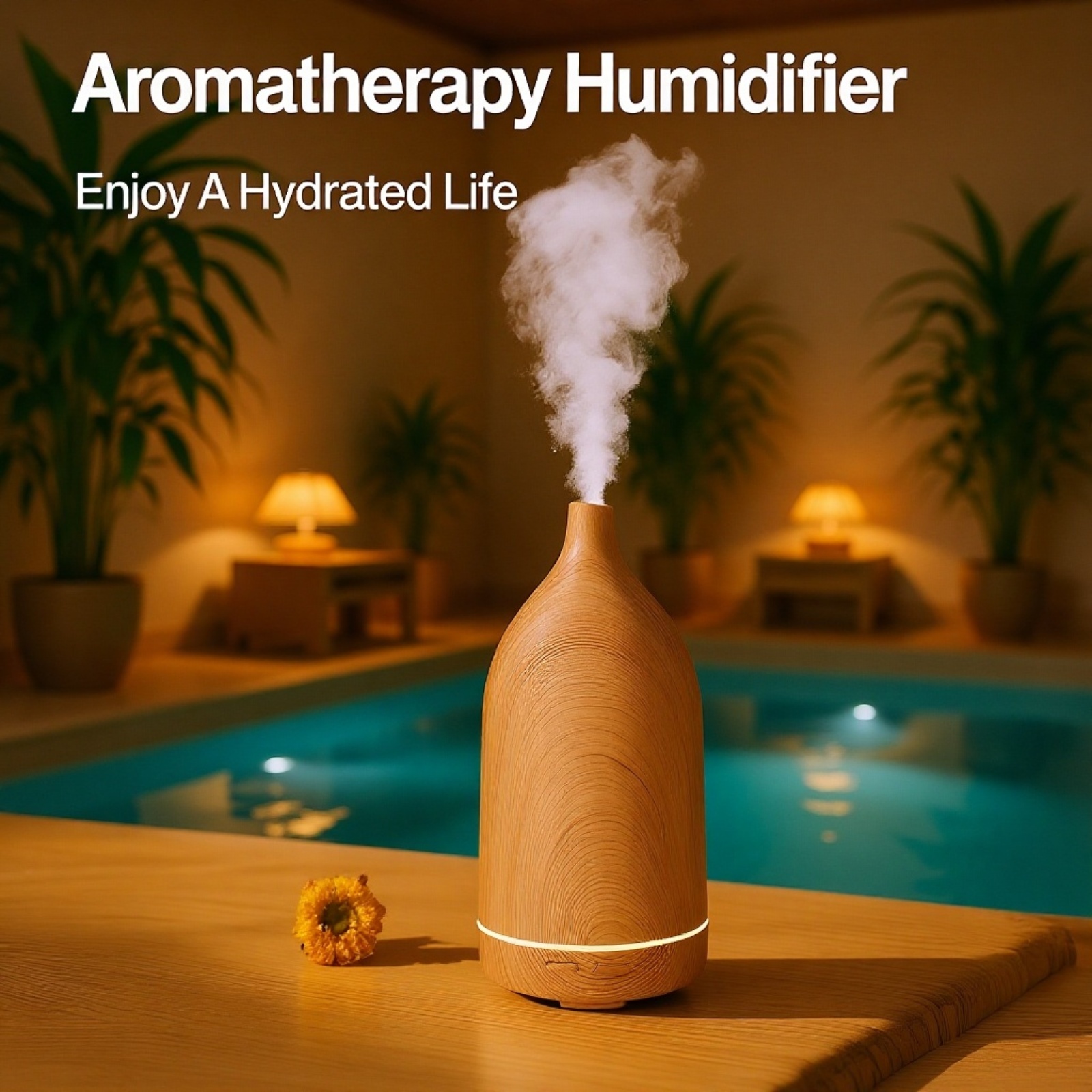  Ultrasonic Large Capacity Bedroom Humidifier with Aromatherapy and Atmosphere Light