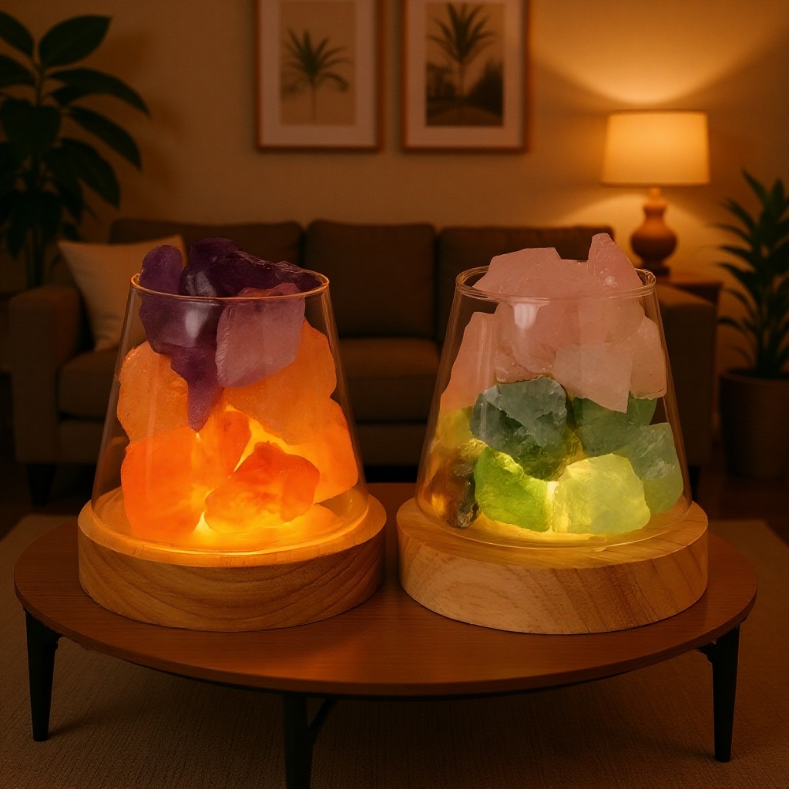 Essential oil diffuser with crystal night lamp