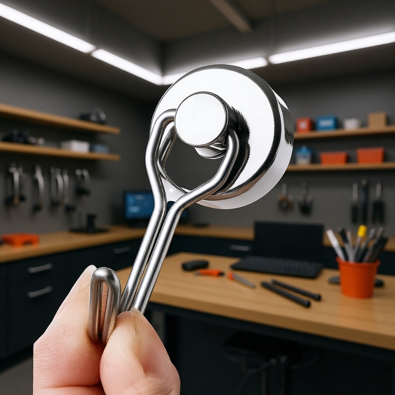 Rotating Magnetic Hook – Stainless Steel No-Drill Magnet for Kitchen, Dormitory, and Barbecue