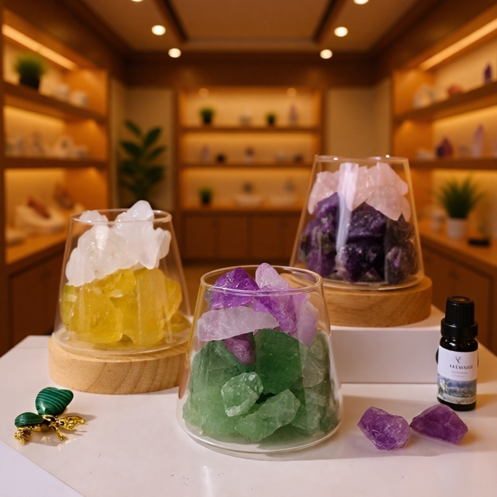 Elegant aroma stone diffuser emitting soft light