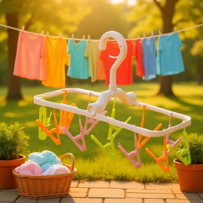 Zero Formaldehyde Windproof Multi-Clamp Underwear Drying Rack, Foldable Design