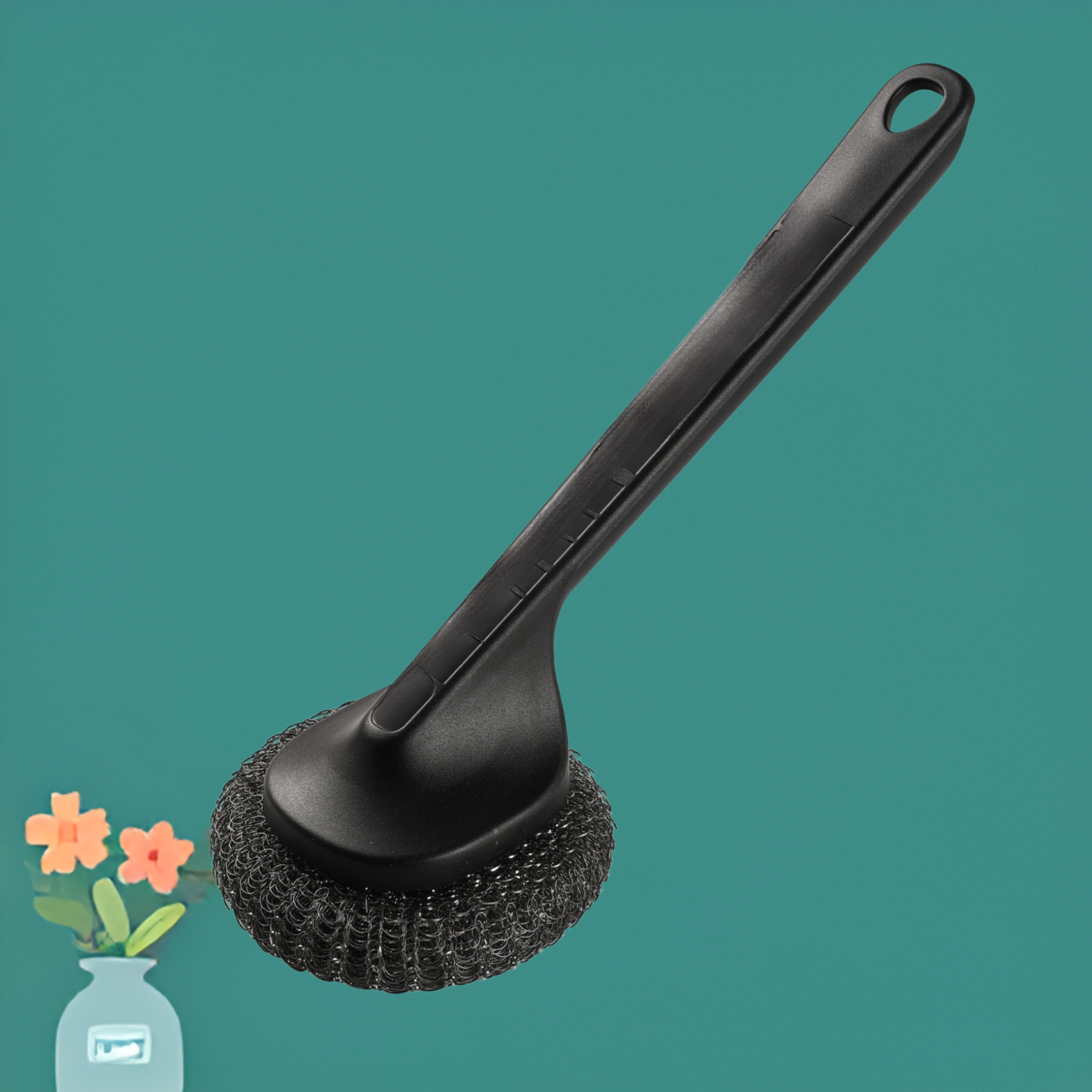 Kartáč na mytí nádobí z nerezové oceli s vyměnitelnou rukojetí